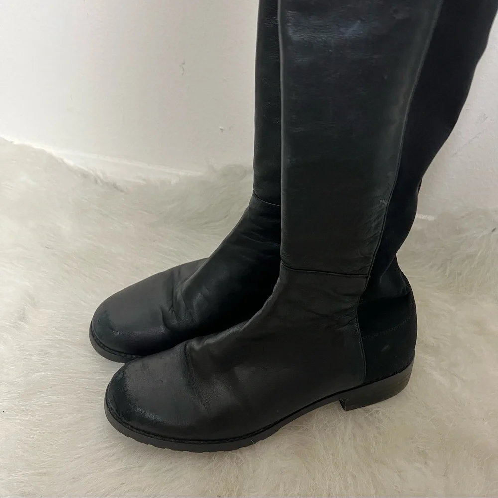 Stuart Weitzman 50 50 Over the Knee Leather Pull On Boots